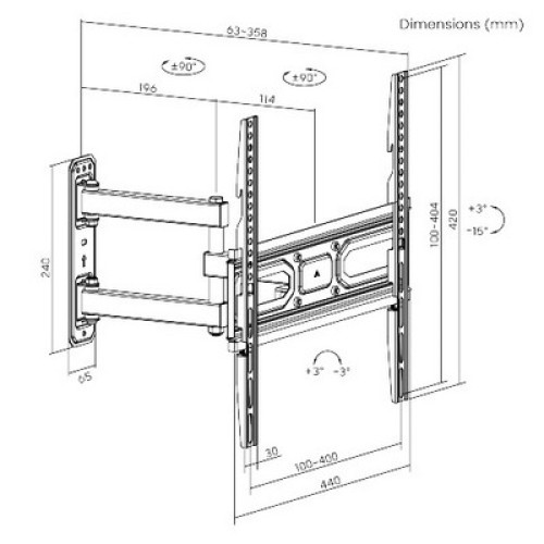 TV LCD BASE  PT-1131 32'' -55''  35kg ΜΕ ΜΟΝΟ ΤΗΛΕΣΚΟΠΙΚΟ ΒΡΑΧΙΟΝΑ